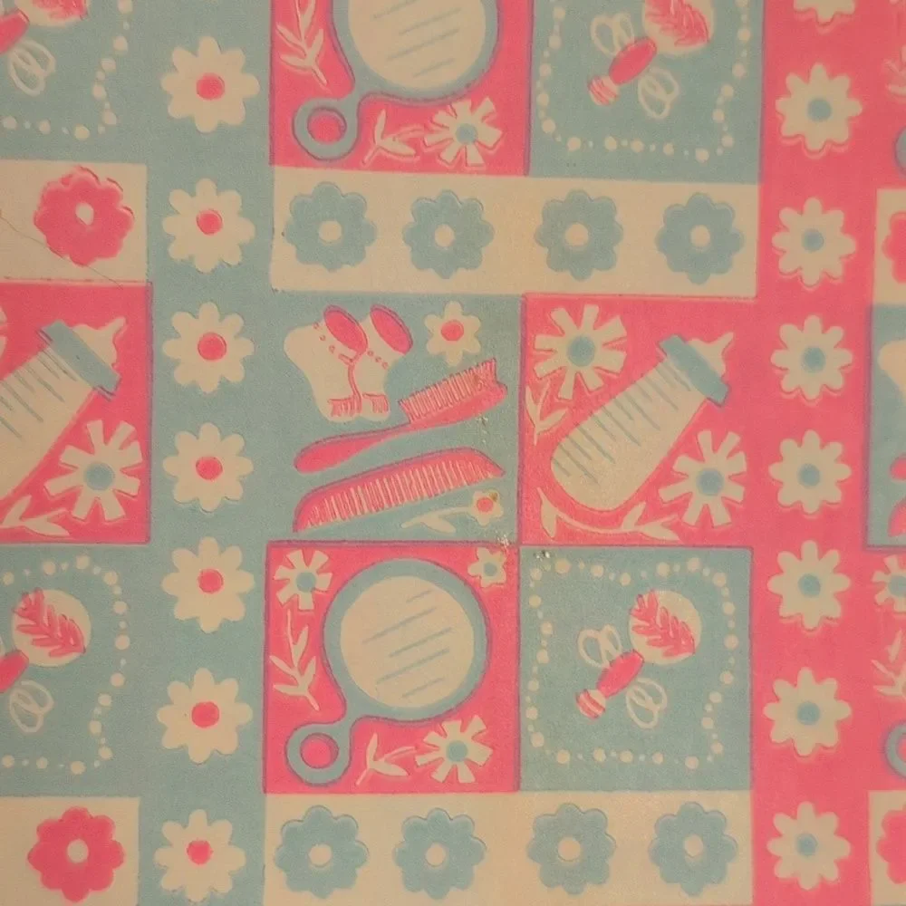 MCM Vintage 50s 60s 70s new baby shower wrapping paper lot‎